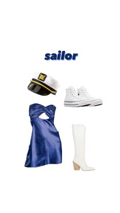 sailor's clothes and shoes are arranged in an image