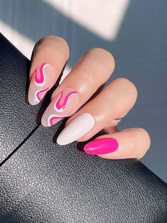 Fake Nails Designs, Nails Yellow, Hot Pink Nails, Dipped Nails, Fire Nails, Funky Nails, Chic Nails, Cute Acrylic Nails