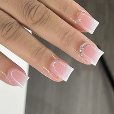 Pink Tip Nails, Gel Toe Nails, Acrylic Toe Nails, Hard Nails, Simple Gel Nails, Colored Acrylic Nails, Girly Acrylic Nails, French Tip Acrylic Nails, Her Nails