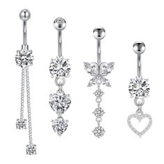 PRICES MAY VARY. Package including -- 4pcs belly button ring Material -- High quality surgical stainless steel & Clear AAAAA+ Shiny Cubic Zirconia, completely non-corrosive; resistant to Acid, Alkali, No Fading, No Distortion, comfortable smooth surface for this belly piercing jewelry Belly Rings Gauge -- 14 Gauge (1.6mm), Bar Length is 3/8 inch (10mm), Top Ball/CZ size: 5mm; Common belly button piercing jewelry size for most people Using -- Adorable belly button piercing for women, can be used Belly Button Piercing Rings, Barbell Set, Tragus Ring, Belly Button Piercing Jewelry, Belly Piercing Jewelry, Button Piercing, Body Jewelry Piercing, Button Rings, Belly Piercing