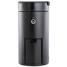 a black trash can on a white background