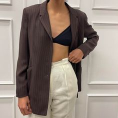 A very timeless and elegant blazer to easily dress up or down this winter season  Brand express  Size 5/6  Chest: 19in  Waist: 17:5in  Shoulder to shoulder: 16.5in Length (underarm - hem): 19in  Sleeve (underarm - hem): 17in  All measurements are of garment laying flat  All sales are final  #90schic #vintagejacket #pinstripe #girlboss #streetstyle Striped Single-breasted Blazer For Office, Chic Pinstripe Outerwear With Notch Lapel, Striped Notch Lapel Outerwear For Office, Elegant Striped Outerwear For Office, Elegant Pinstripe Outerwear For Office, Elegant Pinstripe Winter Blazer, Classic Striped Blazer For Office, Chic Pinstripe Outerwear For Business, Classic Pinstripe Outerwear For Spring