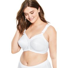 This back-hook bra provides the maximum amount of coverage and support with wireless 3-section cups and a double fabric center panel. Adjustable straps with cushioned slip-on pads lay comfortably on the shoulders and a secure bottom band stays in place, never rolls or rides up. Moderate Lift: wireless cups offer dependable, everyday support and a flattering shape Poly/cotton/nylon/spandex; importedHand wash | Plus Size Women's Exquisite Form® Fully® Original Support Wireless Bra #5100532 by Exqu Posture Bra, Stretch Mesh Fabric, Support Bra, Cotton Bras, Soft Cup Bra, Longline Bra, Full Coverage Bra, Everyday Bra, Swimsuits For All