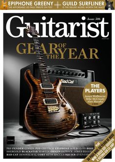 the cover of guitarist magazine with an electric guitar and amps on it's back