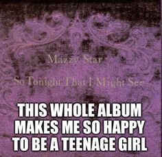 a purple book cover with the words, this whole album makes me so happy to be a teenage girl