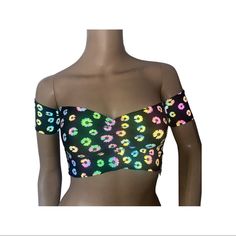 Off The Shoulders Tube Top Is Made Of High-Quality Spandex Fabric. This Top Goes The Colors Of The Rainbow When Light Hits It. Other Patterns Available Upon Request. Fitted Green Floral Print Crop Top, Summer Club Tops In Multicolor, Multicolor Stretch Crop Top For Club, Stretch Multicolor Crop Top For Club, Fitted Multicolor Tops For Club, Trendy Multicolor Crop Top For Club, Spring Multicolor Crop Top For Club, Spring Club Multicolor Crop Top, Multicolor Crop Top For Spring Clubbing