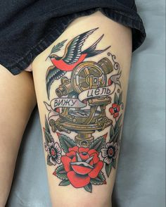 Ласточка и теодолит Classic Tattoo, School Tattoo, Old School Tattoo, Tattoo Idea, Traditional Tattoo, Watercolor Tattoo, Old School, Tattoos