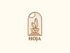 the logo for hoja, a plant - based appliance that is designed to look like an hourglass