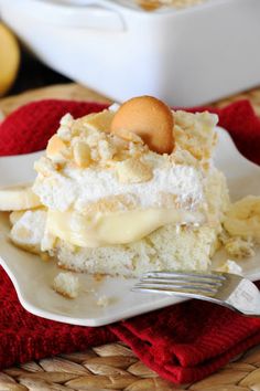 a piece of cake on a plate with a fork