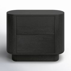 a black cabinet with two drawers on one side and an open drawer on the other