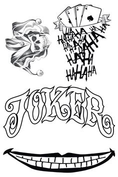 the word joker written in black and white ink with an image of a smiling face