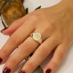 Gold Signet Ring womens signet ring custom signet ring | Etsy Personalized Engraved Rose Gold Ring, Minimalist Signet Ring With Initials For Wedding, Minimalist Wedding Signet Ring With Initials, Wedding Initial Ring With Round Band, Minimalist Monogram Engraved Ring For Anniversary, Rose Gold Signet Ring With Initials, Wedding Engraved Ring With Initials, Rose Gold Wedding Signet Ring, Wedding Rose Gold Signet Ring