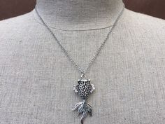 "This is such a fun and whimsical koi fish pendant necklace! It has incredible detail and makes a unique statement piece of jewelry. Simply stunning! The koi fish pendant measures 1 1/2\" long by 3/4\" wide and hangs from a stainless steel 18\" chain necklace with a lobster clasp. Thanks for stopping by! Please take a moment and visit the rest of my Etsy shop. I have many more unique jewelry designs to choose from! 🌸 Tiger Flower Jewelry 🌸 🌸Inspired by Nature 🌸" Koi Fish Jewelry, Fish-shaped Metal Jewelry As A Gift, Fish Necklaces Jewelry, Fish-shaped Metal Jewelry For Gifts, Fish-shaped Charms Necklace Gift, Handmade Silver Fish-shaped Necklace, Fish Pendant Necklace, Vintage Silver Fish-shaped Jewelry, Fish Jewelry