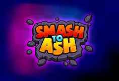 the words smash to ash are displayed in front of a purple and blue background with rocks