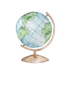 a watercolor drawing of the earth on a stand