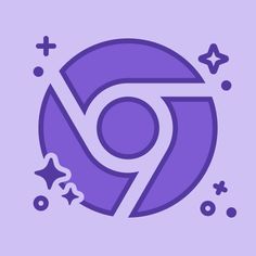 a purple circle with stars around it and the letter g in the center, surrounded by other symbols