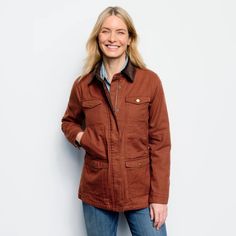 Orvis 1856 Barn Coat | Orvis Brown Washed Cotton Outerwear, Classic Washed Cotton Outerwear, Classic Cotton Outerwear, Classic Pre-washed Cotton Outerwear, Barbour Women, Barn Coat, Waxed Cotton Jacket, Quarter Zip Hoodie, Coat Women