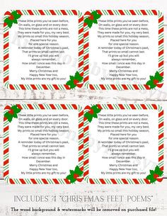 two christmas poem cards with candy canes on them