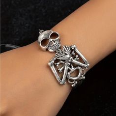 Brand New In Original Packaging Whole Skeleton Bracelet For Women Or Men Adjustable Silver Tone Ready To Enjoy This Halloween Season And Many More To Come! Shipping Promptly From A Clean Healthy Vapor Smoke And Pet Free Home Skeleton Bracelet, Many More To Come, Gothic Punk, Mens Accessories Jewelry, More To Come, Book Decor, Halloween Season, Bracelet For Women, Silver Man