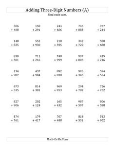 the worksheet for adding three digit numbers to two digit numbers is shown in black and