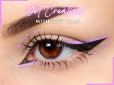 SOFT LILAC eyeliner has a matte finish. Comes with a FREE eyeliner brush! Our water activated eyeliners are so easy to use and will last forever! Simply put a drop of water. Swirl brush around to make it paste, then apply! Can also be used for eyeshadow art and body paints. Comes with a free eyeliner brush!*************************************************Mineral eyeliners are made from pigments straight from Mother Earth's finest ingredients.No harsh chemicals, synthetic dyes, preservatives, fra Easy Liquid Eyeliner Looks, Easy Color Eyeliner, Makeup Ideas Colorful Eyeliner, Graphic Eyeliner For Almond Eyes, Simple Colourful Eyeliner, Colored Eyeliner Ideas, Two Color Eyeliner, Space Makeup Simple, Fun Eyeliner Looks Hooded Eyes