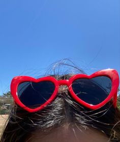 Lana Heart Glasses, Heart Shaped Sun Glasses, Red Heart Sunglasses Outfit, Red Heart Glasses Aesthetic, Fun Glasses Aesthetic, Red Heart Sunglasses Aesthetic, Heart Shaped Glasses Aesthetic, Heart Glasses Outfit, Lana Del Rey Glasses