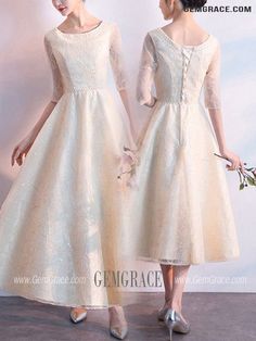 10% off now|Free shipping world-wide. Elegant Champagne Lace Tea Length Party Dress With Beadings at GemGrace. Click to learn our pro custom-made service for wedding dress, formal dress. View #WeddingGuestDresses for more ideas. Knee-length Tea Length Dress For Wedding And Prom Season, Beige A-line Lace Wedding Dress, Cream Tea Length Party Dress, Lace Midi Mother Of The Bride Dress For Wedding, Cream Midi Lace Dress For Party, Knee-length Lace Dress For Wedding And Prom, Lace Tea Length Dress For Party, Lace Tea Length Party Dress, Knee-length Lace Dress For Wedding Or Prom