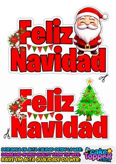 two stickers that say feliz naviddad and the words feliz na