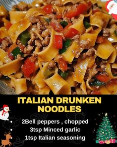 ITALIAN DRUNKEN NOODLES White Cooking Wine, Drunken Noodles Recipe, Italian Drunken Noodles, Creamy Parmesan Chicken, Can Diced Tomatoes