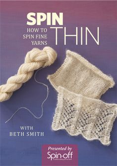 the book cover for spin thin with two yarns on it and an image of a pair