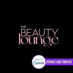 the beauty lounge logo is shown in pink and purple on a black background with an orange circle