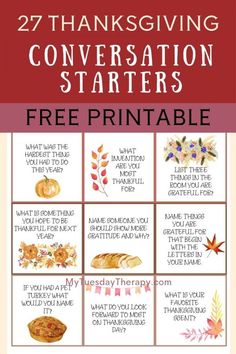 thanksgiving conversation starter with free printables