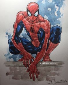 a drawing of a spider man sitting on the ground