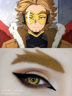 #myheroacademiacosplay #myheroacademy #hawks #cosplaymakeup Hawks Eye Makeup, Female Hawks Cosplay, Mha Hawks Cosplay, Mha Inspired Makeup, Goat Cosplay, Mha Makeup, Anime Makeup Looks, Oc Color Palette, Hawks Cosplay