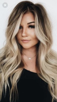 Blonde Balayage With Dark Blonde Roots, Baylage Blonde Dark Roots, Blonde Color Trends 2023, Bayalage Brunette Blonde Dark Roots, Blonde Hair Color Cool Tone, Balayage Hair Blonde Side Part, Shag Haircut With Balayage, Brown Roots Blonde Hair Balayage Ombre, Heavy Root Blonde