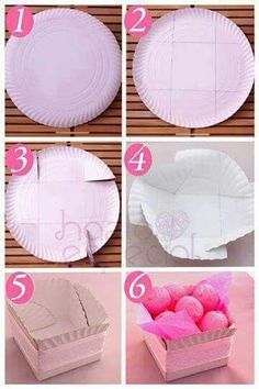 steps to make a paper plate heart box