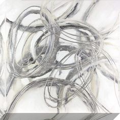 an abstract painting with white and grey lines