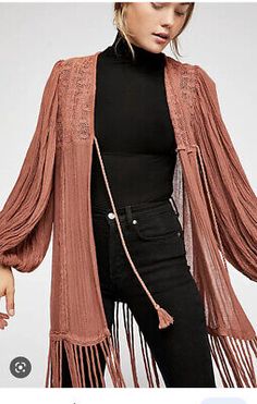 Trendy Fashion Free People Hippie Fringe Boho Kimono Jacket Robe Nwt, Women's Coats Jackets How To Wear Kimono, Boho Wear, Luxury Sleepwear, Mode Kimono, Boho Jacket, Boho Kimono, Kimono Jacket, Maternity Fashion, Kimonos