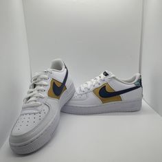 Hi There, I Have A Pair Of Grade School Air Force 1 Blue Void For Sale. Condition Is Brand New With Original Box With No Lid Size 4.5y Thanks For Looking! Please See My Other Listings For Great Deals And Steals On Authentic Nike And Jordan Brand Products. Disclaimer: Please Realize Not Every Pair Of Sneakers From Nike Is Perfect, Nor Is The Shoe Box Always Perfect. Nike Air Force 1 White With Gum Sole, Casual Nike Air Force 1 Low-top, White Custom Lace-up Sneakers, Nike Custom Sneakers, School Air, Grade School, Kids Nike, Hi There, White Nikes