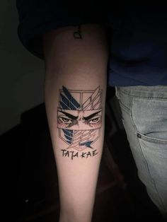 a man with a tattoo on his arm that reads tato kaze and has an evil face