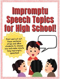 an advertisement for speech topics for high school students, with the caption's above it