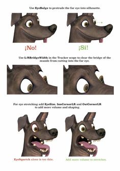 an animation character's face with different expressions and facial expressions, including the nose