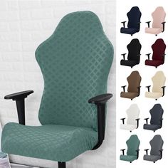 an office chair with various colors and designs