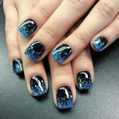 Unghie Nail Art, Her Nails, Short Nail, Deep Ocean, Black Nail, Design Nail, Nail Designs Glitter, Short Nail Designs, Acrylic Nail Art