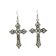 Newly Released From Shopatluxe, These Antique Silver Gothic Cross Earrings Are Perfect For The Alternative Wearer. 2.5 Inch Pendants Are Suspended From Surgical Steel Earring Hooks. Drop Length Is 2.75 Inches. Handcrafted And Made To Order. With Your Purchase, You'll Receive A Complimentary Gift! Shopatluxe Does Not Accept Returns, Do To Covid 19 Related Hygiene Reasons. We Appreciate Your Understanding. Pyrite Earrings, Filigree Hoop Earrings, Gothic Cross, Jewelry Gothic, Gothic Crosses, Stone Dangle Earrings, Gothic Earrings, Swarovski Crystal Beads, Beaded Drop Earrings