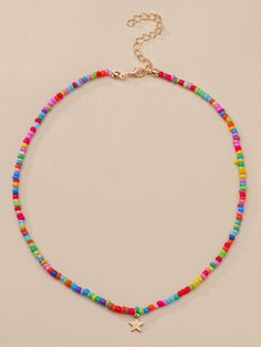 Color: Multicolor Gender: Women Material: PMMA Quantity: 1 piece Style: Fashionable Details: Beaded, Star Type: Beaded, Chokers IN Length 14.6-17.3 This data was obtained from manually measuring the product, it may be off by 1-2 CM. Happy Bracelet, Ideas Pulseras, Colorful Beaded Necklace, Embellished Fashion, Star Charm Necklace, Kids Necklace, Pearl Types, Colourful Necklace, Bead Jewellery