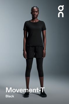 This versatile, buttery-soft, moisture-wicking tee is made for workouts and chillouts alike | On Women's Movement-T Shirt in Black, Size: XS. Travel, low-intensity activities, all-day wear Workout. Performance Running Functional Short Sleeve T-shirt For Light Exercise, Basic Go-dry T-shirt For Workout, Short Sleeve Activewear For Light Exercise, Breathable Relaxed Fit T-shirt For Athleisure, Relaxed Fit Cropped T-shirt For Sports, Solid Compressive Athleisure T-shirt, Athleisure Short Sleeve Yoga T-shirt, Compressive Short Sleeve Athleisure T-shirt, Sporty Athletic Fit T-shirt For Light Exercise