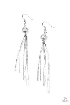 A silver foiled bead gives way to matching flattened and dainty ball chains, creating a sleek tasseled look. Earring attaches to a post fitting. Sold as one pair of earrings. P5RE-SVXX-282XX Paparazzi Accessories, Paparazzi Jewelry, Silver Foil, Chain Earrings, Boutique Jewelry, Ball Chain, Tassel Earrings, Beaded Chain, Silver Beads