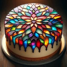 Stained Glass Cake, Mosaic Cake, Decorate A Cake, Beautiful Cake Designs, Cake Decorating Frosting, Glass Cake