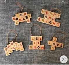 wooden scrabbles with merry and bright words on them